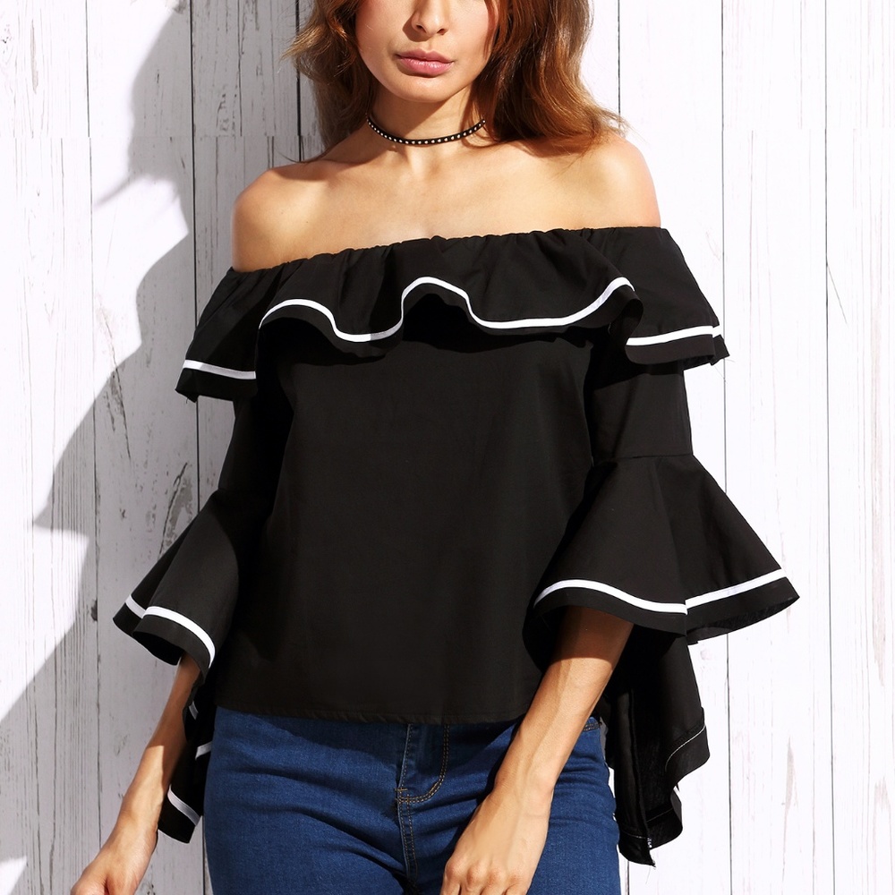 Black off the shoulder blouse